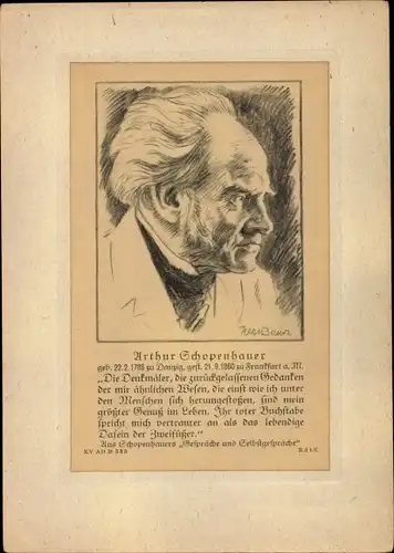 Künstler Ak Arthur Schopenhauer, Philosoph, Portrait