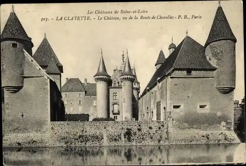 Ak La Clayette Saône-et-Loire, Le Château, vue de la Route de Charolles