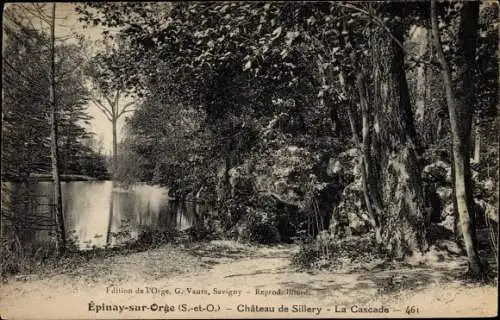 Ak Epinay sur Orge Essonne, Vue du Château de Sillery, la Cascade