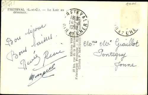 Ak Freteval Loir et Cher, Le Loir au déversoir