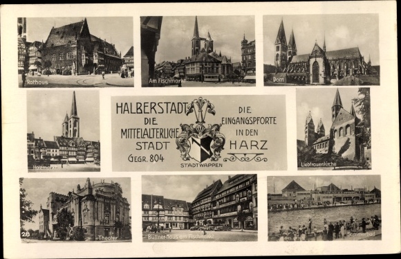 Ak Halberstadt In Sachsen Anhalt Rathaus Dom Liebfrauenkirche