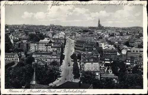 Ak Plauen im Vogtland, Ansicht der Stadt mit Bahnhofstraße