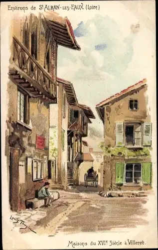 Künstler Ak Villeret Loire, Maisons du XVIe siècle