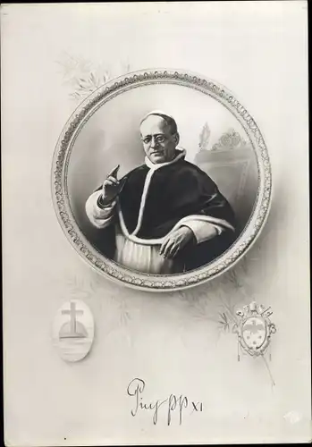 Passepartout Ak Papst Pius XI., Achille Ambrogio Damiano Ratti, Portrait
