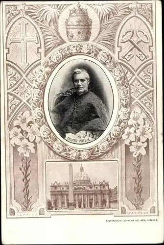 Passepartout Ak Papst Pius X., Petersdom, Krone