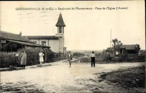 Ak Goussainville Val-de-Oise, Boulevard de Montmorency, Place de l'Église