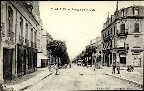 Ak Autun Saône-et-Loire, Avenue de la Gare