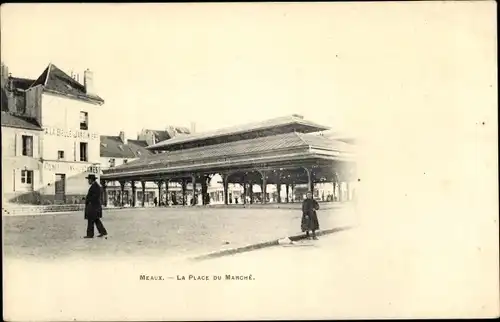 Ak Meaux Seine et Marne, Place du Marché