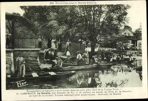 Ak La Garette Deux Sevres, Promenades en bateaux, G. Largeaud