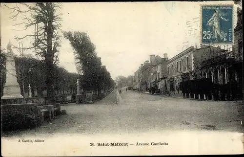 Ak Saint Maixent Deux Sevres, Avenue Gambetta, Monument