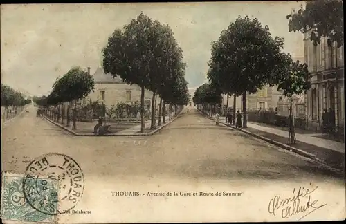 Ak Thouars Deux Sevres, Avenue de la Gare, Route de Saumur