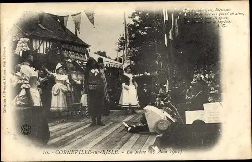 Ak Corneville sur Risle Eure, La Scene, 25 Aout 1901