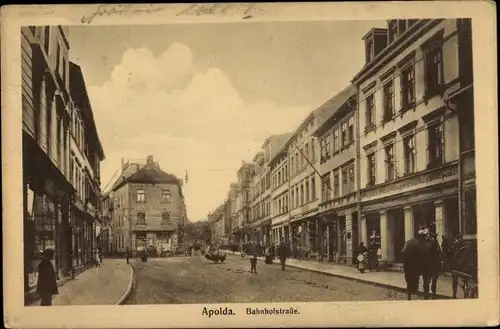 Ak Apolda im Weimarer Land Thüringen, Bahnhofstraße, Geschäfte