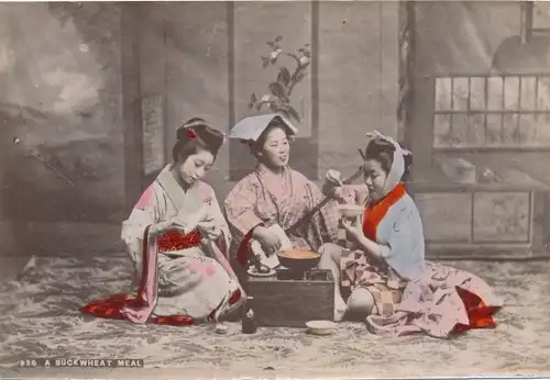 Foto Ak A Buckwheat Meal, Japanerinnen in Kimonos