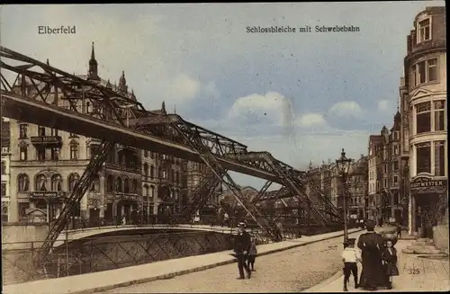 Ak Elberfeld Wuppertal, Schlossbleiche, Schwebebahn, Hotel Bristol