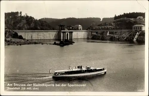 Ak Saalburg Ebersdorf in Thüringen, Stausee der Bleilochsperre, Sperrmauer