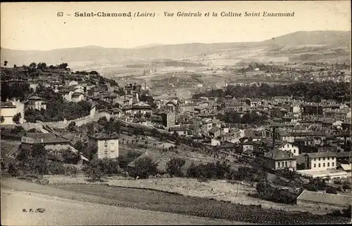 Ak Saint Chamond Loire, Vue générale et la Colline Saint Ennemond