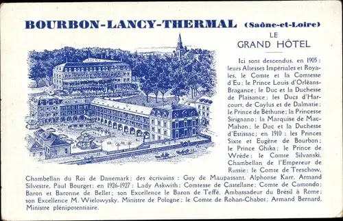 Künstler Ak Bourbon Lancy Thermal Saône-et-Loire, Grand Hôtel