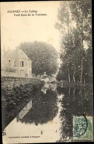 Ak Souppes Seine et Marne, Le Loing, Petit bras de la Varenne