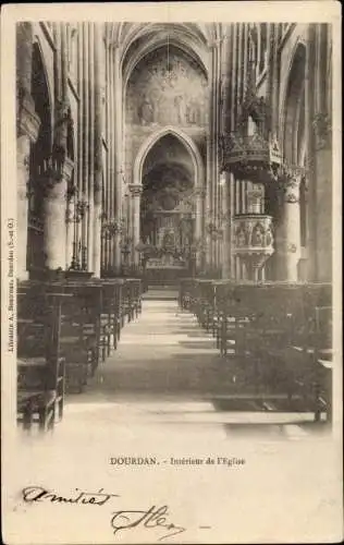 Ak Dourdan Essonne, Intérieur de l'Eglise