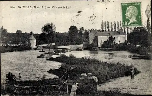 Ak Durtal Maine et Loire, Vue sur le Loir