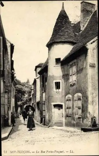 Ak Montlucon Allier, La Rue Porte Fouguet