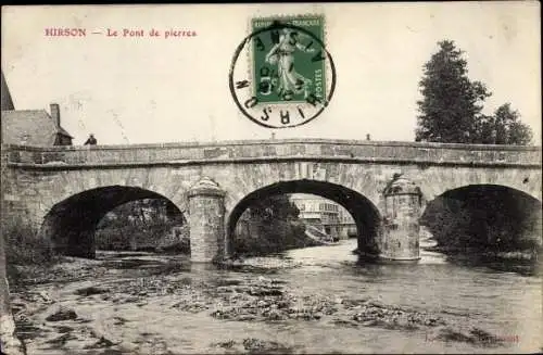 Ak Hirson Aisne, Le Pont de pierres