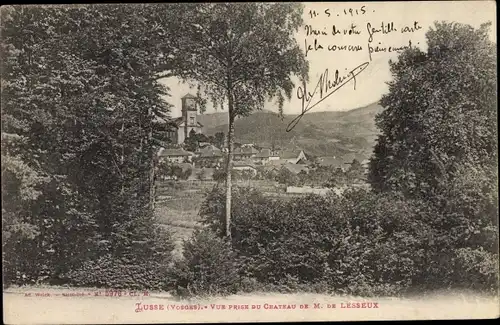 Ak Lusse Vosges, Vue prise du Château de M. de Lesseux