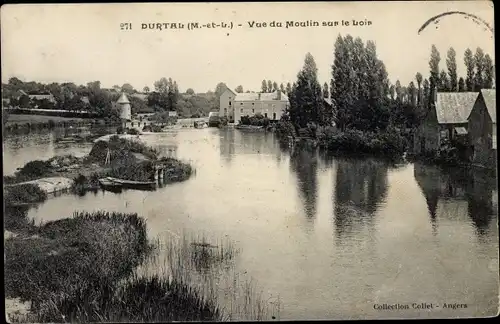Ak Durtal Maine et Loire, Vue du Moulin sur  le Loir