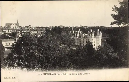 Ak Chanzeaux Maine et Loire, Le Bourg et le Château