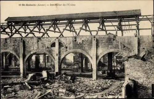 Ak Saint Gobain Aisne, Intérieur de l'Usine