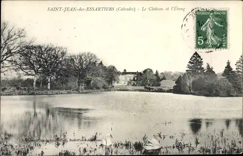 Ak Saint Jean des Essartiers Calvados, Le Château et l'Étang