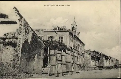 Ak Rambucourt Meuse, Ruines