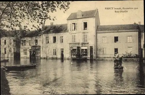 Ak Nancy Meurthe et Moselle, Inondation, Novembre 1910, Rue Oberlin