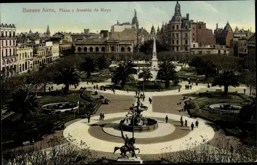 Ak Buenos Aires Argentinien, Plaza y Avenida de Mayo