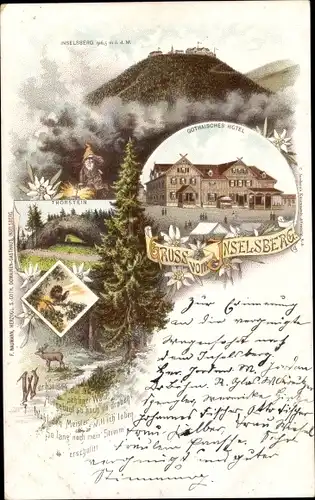 Litho Inselberg Brotterode Trusetal in Thüringen, Gothaisches Hotel, Thorstein