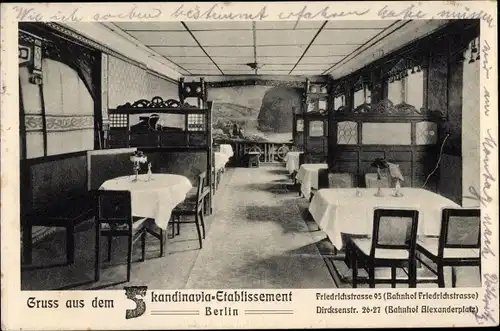 Ak Berlin Mitte, Skandinavia Etablissement, Friedrichstraße, Dircksenstraße, Innenansicht