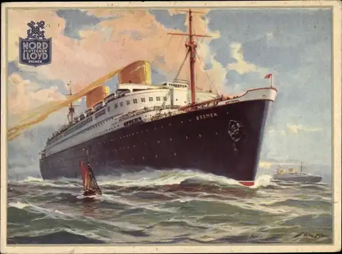 Künstler Ak Vierschraubenturbinenschnelldampfer Bremen, Dampfschiff, Norddeutscher Lloyd Bremen