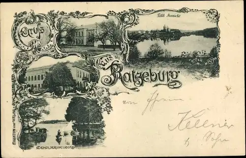 Ak Ratzeburg im Herzogtum Lauenburg, Totalansicht, Alumnat, Demolierungsecke