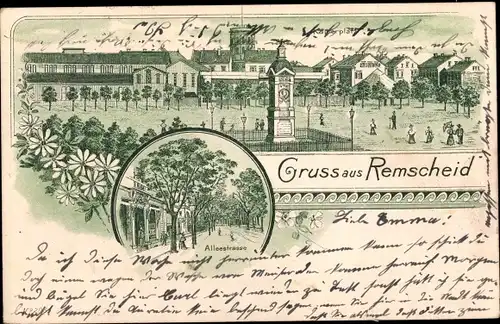 Litho Remscheid im Bergischen Land, Kaiserplatz, Alleestraße