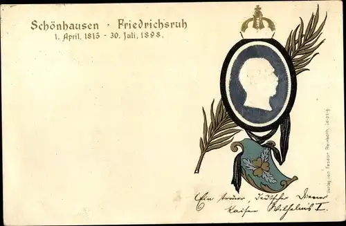 Präge Ak Friedrichsruh Aumühle in Schleswig Holstein, Schönhausen Sachsen Anhalt, Bismarck 1898
