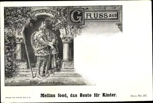 Künstler Ak Schafft, O., Frithjof scheidet von Ingeborg, Mellins food Werbung