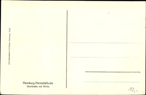 Ak Hamburg Bezirk Eimsbüttel Stadtteil Harvestehude, Oberstraße mit Klinik