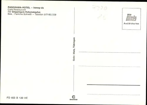 Ak Hohenstaufen Göppingen Baden Württemberg, Panorama Hotel honey-do