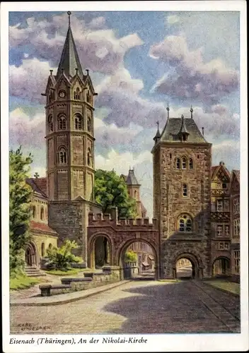 Künstler Ak Lutherstadt Eisenach in Thüringen, An der Nikolaikirche