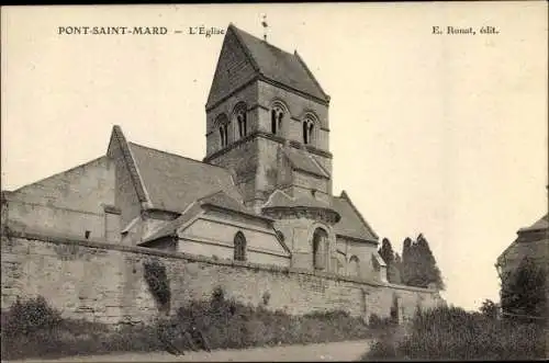 Ak Pont Saint Mard Aisne, Vue de l'Église