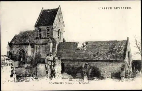 Ak Pommiers Aisne, L'Église