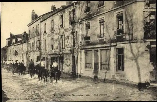 Ak Nancy Meurthe et Moselle Lothringen, Inondation, Novembre 1910, Rue Oberlin