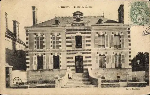 Ak Douchy Loiret, Mairie, École