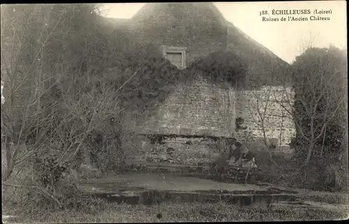 Ak Échilleuses Loiret, Ruines de l'Ancien Château